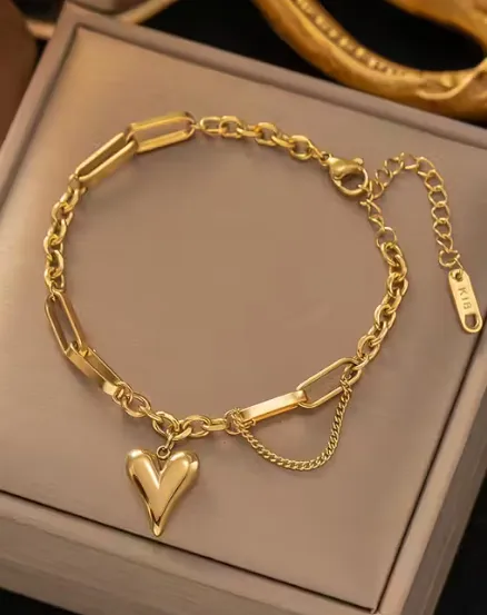 Jewels Galaxy Gold-Plated Anti Tarnish heart Theme Bracelet For Girls And Women