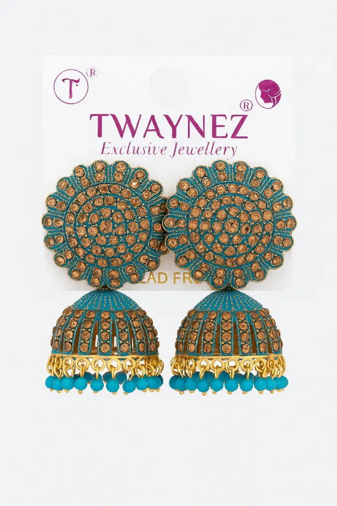 Traditional Indian Gold Plated With Blue Colour