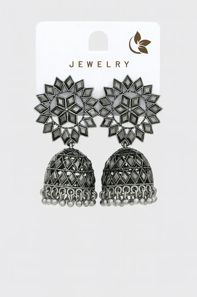 Shining Jewel Antique Silver Plated Oxidised Traditional