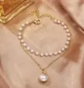 Vembley Trendy Gorgeous Pearl Gold Plated Double Layer Bracelet