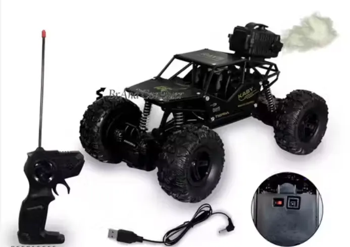 Remote Control Car For Kids With Mist Smoke Effect 2 Wd Monster Truck Rock Crawler Climbing Rc Toy Vehicle Car For Boys And Girls-Black